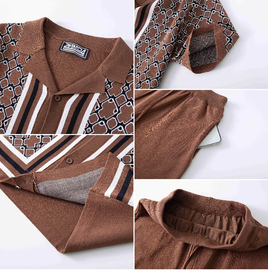Traje Tejido Jacquard Geométrico con Cuello Cubano para Hombre - Image 9
