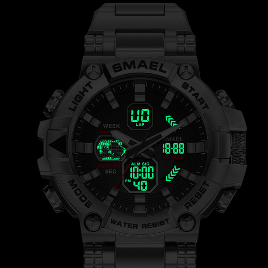 Reloj Deportivo Inteligente de Acero Inoxidable con Doble Pantalla y Luz Nocturna - Image 3
