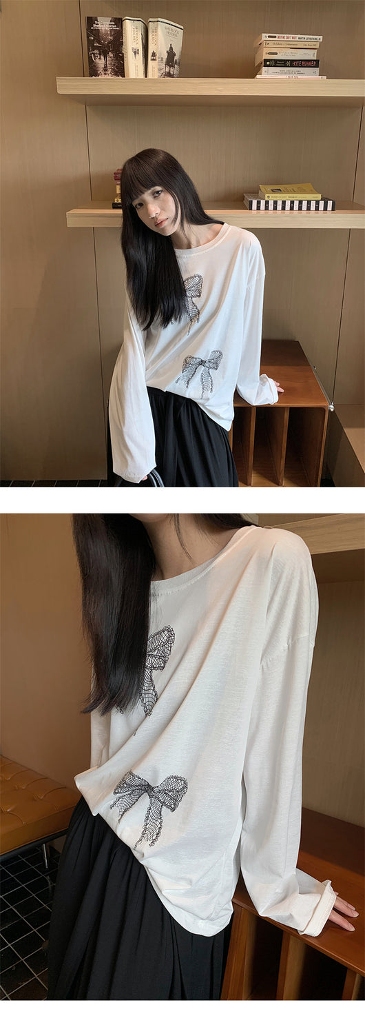 Blusa Larga Estampado Moño Mujer Suelta y Cómoda - Image 12