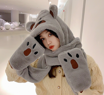 Gorro y Bufanda Térmica Orejas de Osito Coreano - Conjunto Abrigado - Image 23