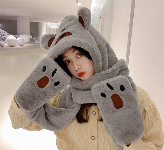 Gorro y Bufanda Térmica Orejas de Osito Coreano - Conjunto Abrigado - Image 23
