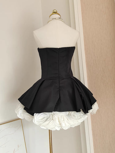 Falda Petticoat Estilo Hepburn Blanco y Negro con Flores 3D y Control de Cintura - Image 11