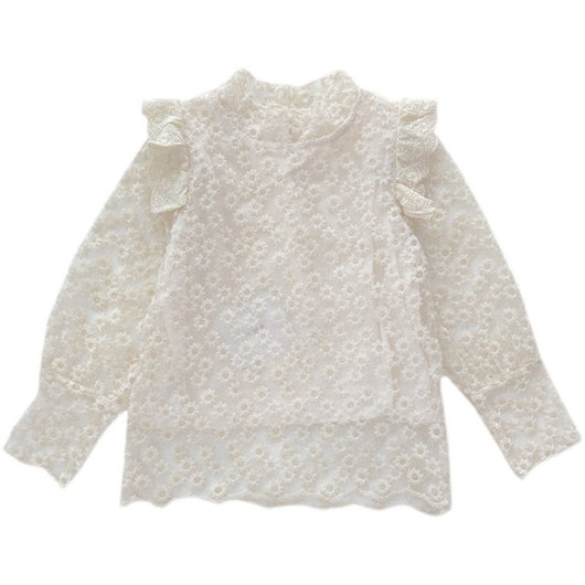 Blusa Infantil Estilo Vaquero con Encaje - Prendas Versátiles para Niña - Image 3