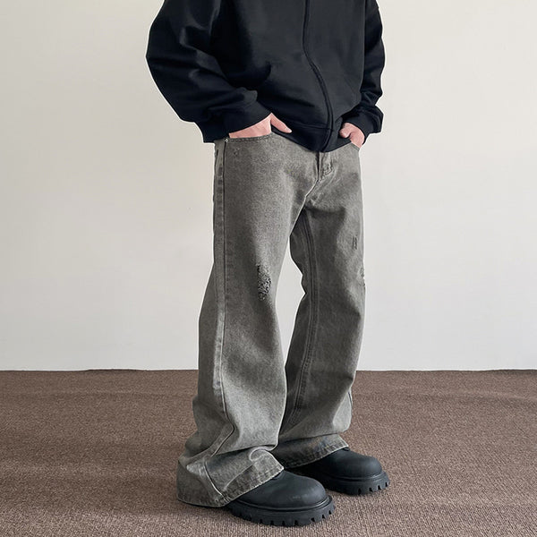 Jeans Rectos Vintage Desgastados para Hombre