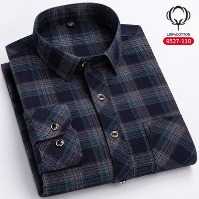 Camisa de Cuadros Suelta en Algodón para Hombre de Manga Larga - Image 14