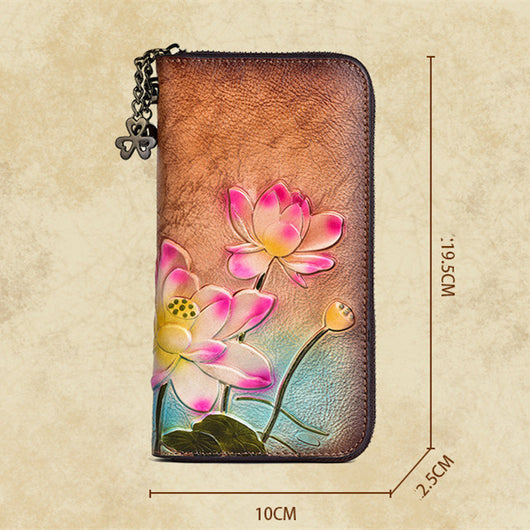 Monedero de Cuero Genuino con Cierre y Relieve Embossed para Mujer - Image 9