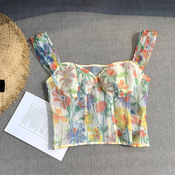 Blusa Hombros Descubiertos con Cuello Estampado