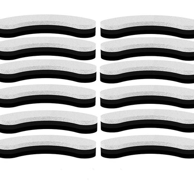 Twelve curved, multi-layered pet water fountain filters with white and dark gray layers, arranged on a white background. - Image 3