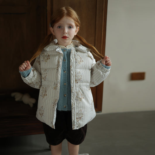Abrigo Infantil Invierno Acolchado Floral Coreano - Image 2