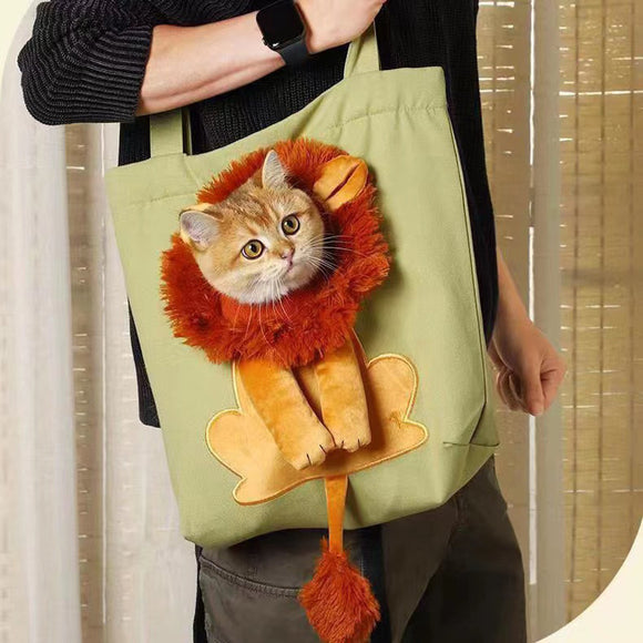 Bolsa Transportadora Canvas para Gatos con Compartimento para Pañales