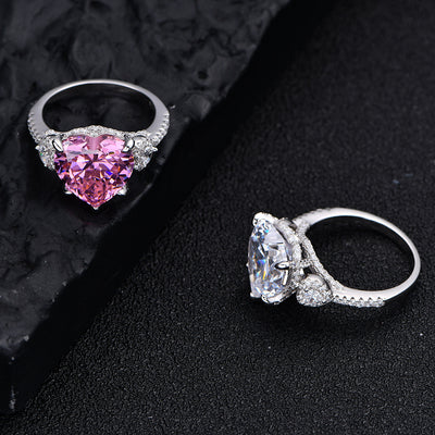 Anillo de Plata 925 con Corazón Incrustado de Diamantes 12mm - Image 7