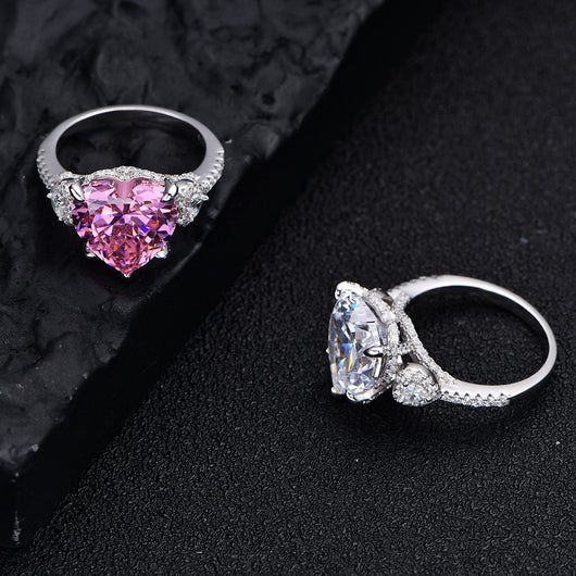 Anillo de Plata 925 con Corazón Incrustado de Diamantes 12mm - Image 7