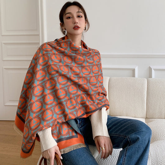 Bufanda de Cachemira Elegante Estilo Nacional Reversible Jacquard Doble Cara - Image 14