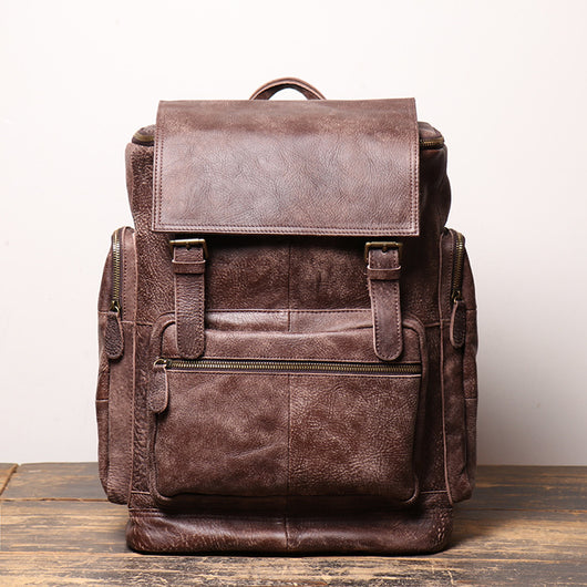 Mochila Retro de Cuero Genuino para Hombre - Image 8