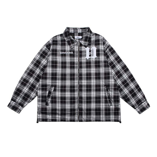 Chaqueta Acolchada de Algodón con Cuadros y Letras Bordadas para Hombre - Image 27