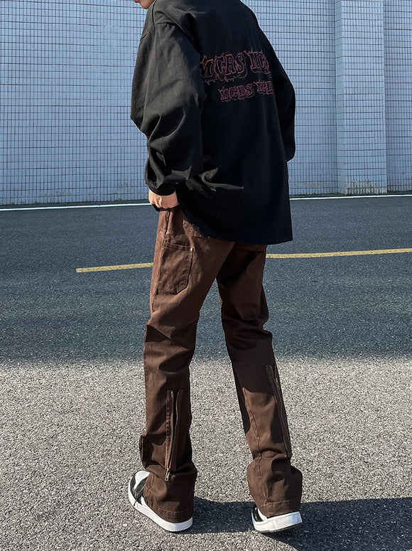 Pantalones Overol Hombre Moda Americana Vintage Rectos Acampanados