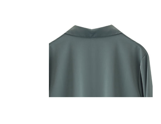 Blusa Satinada de Manga Corta con Cintura Alta para Mujer - Image 9