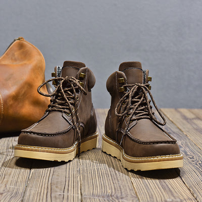 Botas de Trabajo Cuero Genuino Estilo Casual Británico Hombre - Image 3