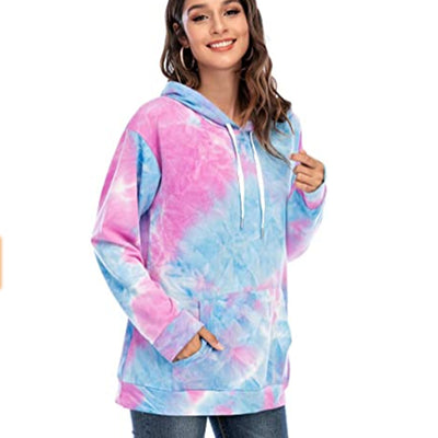 Sudadera con Capucha Tie-Dye de Manga Larga para Mujer