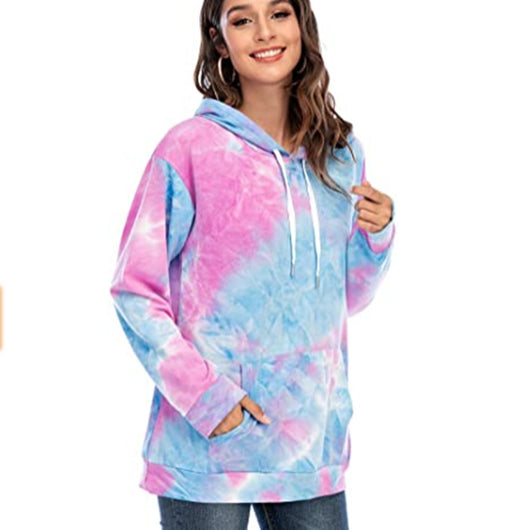 Sudadera con Capucha Tie-Dye de Manga Larga para Mujer
