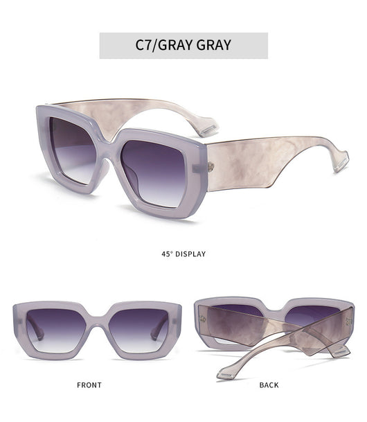 Beige square frame sunglasses with dark gray lenses, featuring a thick, fashion-forward design. - Image 21