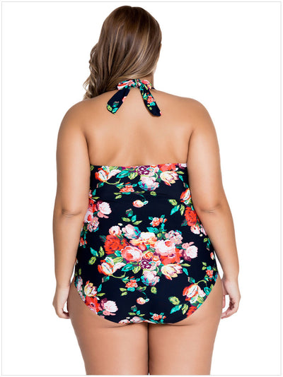Traje de Baño Enterizo Halter Fruncido para Tallas Grandes - Image 4