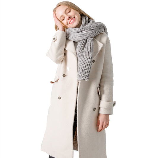 Bufanda de Lana Acrílica Coreana Colores Sólidos para Otoño e Invierno - Image 2