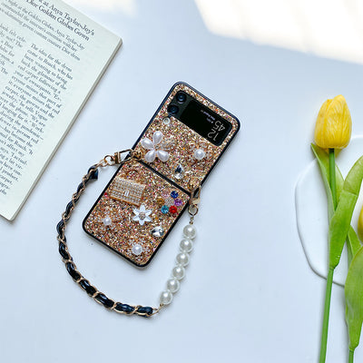 Funda Tipo Flip para Teléfono Plegable con Flores, Lentejuelas, Rhinestones y Perlas - Image 21