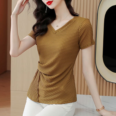 Playera Tejida de Seda de Hielo Manga Corta para Mujer - Fresca y Cómoda - Image 6