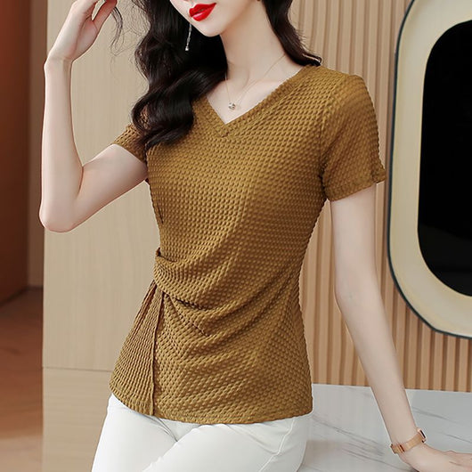 Playera Tejida de Seda de Hielo Manga Corta para Mujer - Fresca y Cómoda - Image 6