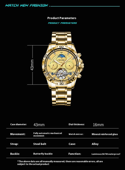 Reloj Mecánico Tourbillon Acero Inoxidable Resistente al Agua para Hombre - Image 12