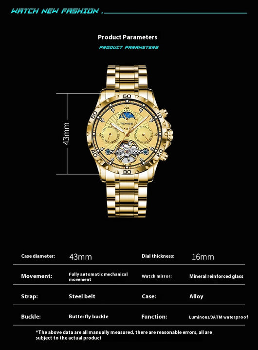Reloj Mecánico Tourbillon Acero Inoxidable Resistente al Agua para Hombre - Image 12