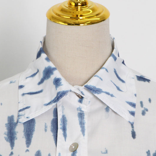 Camisa Mujer Solapa Irregular Abotonada Simple - Image 7