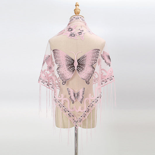 Pañuelo Triangular Calado con Encaje Elegante para Mujer - Image 11