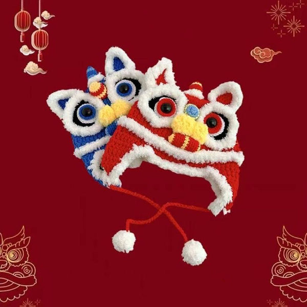 Pack Gorro de Lana Tejido a Mano León Estrella Mamá e Hijo Invierno