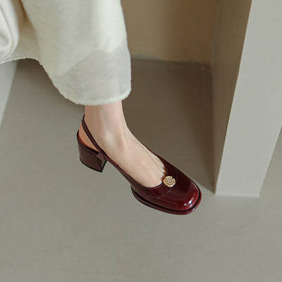 Sandalias Slingback con Tacón Grueso y Puntera Reforzada en Cuero - Image 22