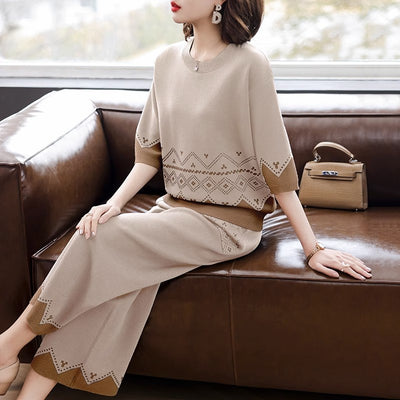 Conjunto Deportivo Dos Piezas Mujer Adulta - Blusa y Pantalón Corto Seda Helada Primavera Otoño - Image 7