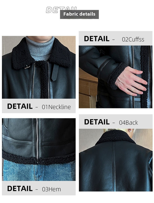 Chaqueta Acolchada de Cuero para Hombre con Cuello Polo - Image 17