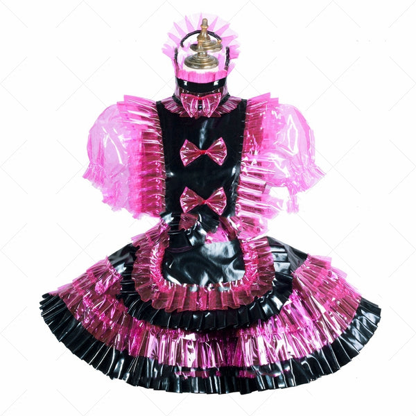 Vestido Doncella Transparente Rojo Rosado PVC - Image 4