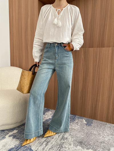 Jeans Talle Alto Elásticos Lavados con Corte Amplio y Cintura Ajustada - Image 23