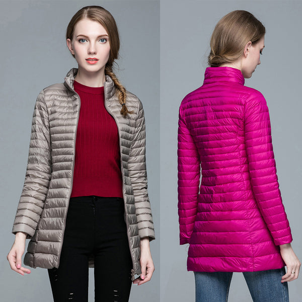 Abrigo Acolchado Mujer Otoño Invierno - Chaqueta Ligera Cuello Alto Ajustada Talla Grande