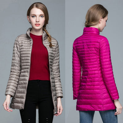 Abrigo Acolchado Mujer Otoño Invierno - Chaqueta Ligera Cuello Alto Ajustada Talla Grande