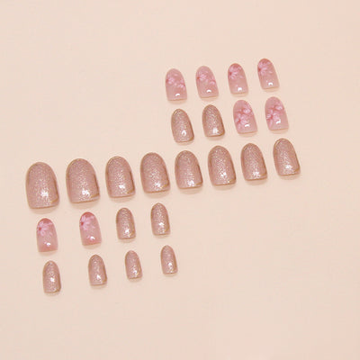Esmalte de Uñas Ovaladas Cortas con Diseño Floral - Image 3