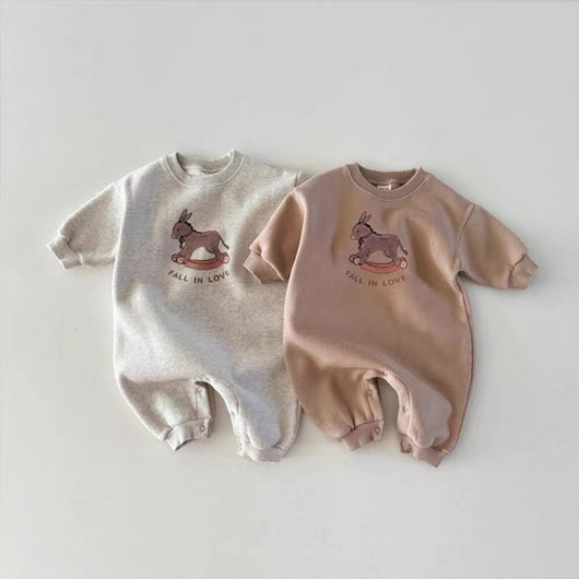 Enterizo Largo de Algodón con Estampado de Animales Divertidos para Bebé