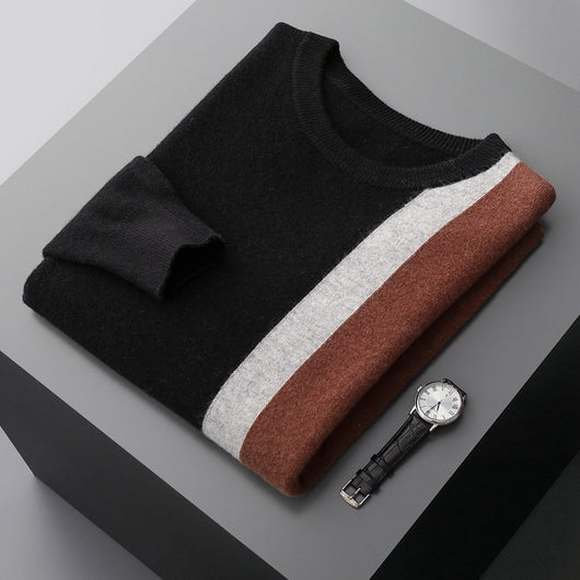 Suéter de Cuello Redondo Color Block Holgado para Hombre - Image 10