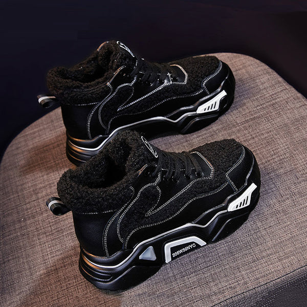 Zapatos Deportivos Mujer con Cuña y Forro Polar Cálido