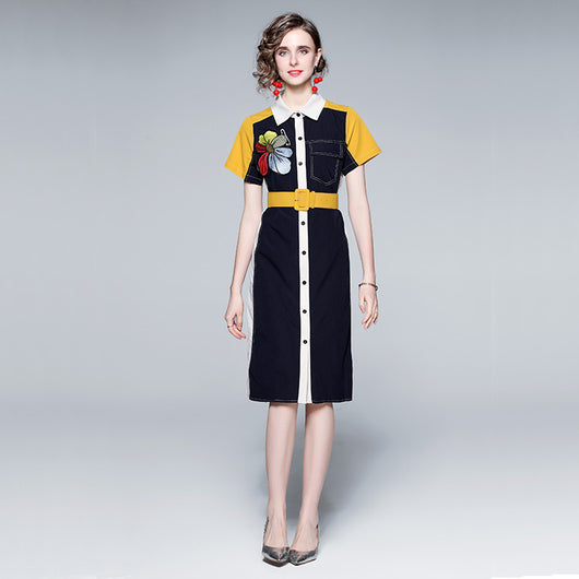 Vestido Camisero con Bordado y Cuello Solapa - Image 9