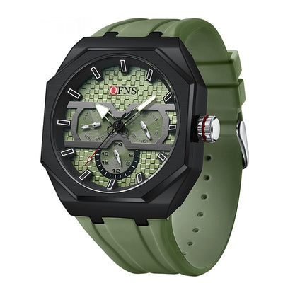 Reloj de Cuarzo Impermeable con Escala de Rayas y Seis Agujas - Diseño Moderno - Image 4