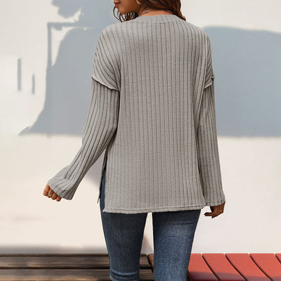 Camiseta Casual Cuello Redondo con Rayas Texturizadas - Básico Versátil para Todos - Image 5