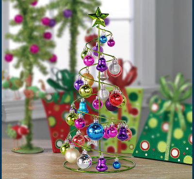 Árbol Navideño Metálico Miniatura con Bolas Decorativas para Escritorio - Image 12